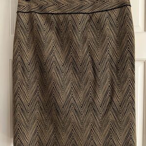 Carlisle Black and Gold Pencil Skirt Knee-Length Work